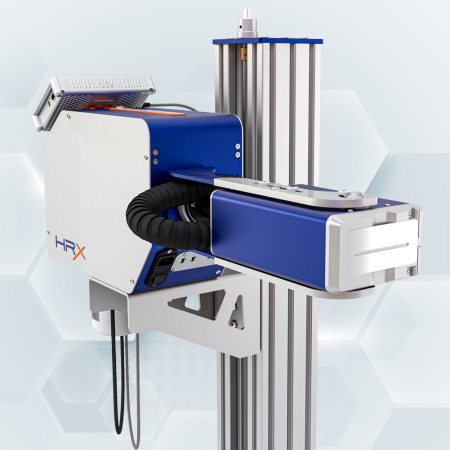 UBS HRX GS05 printhead rotated to print product moving vertically